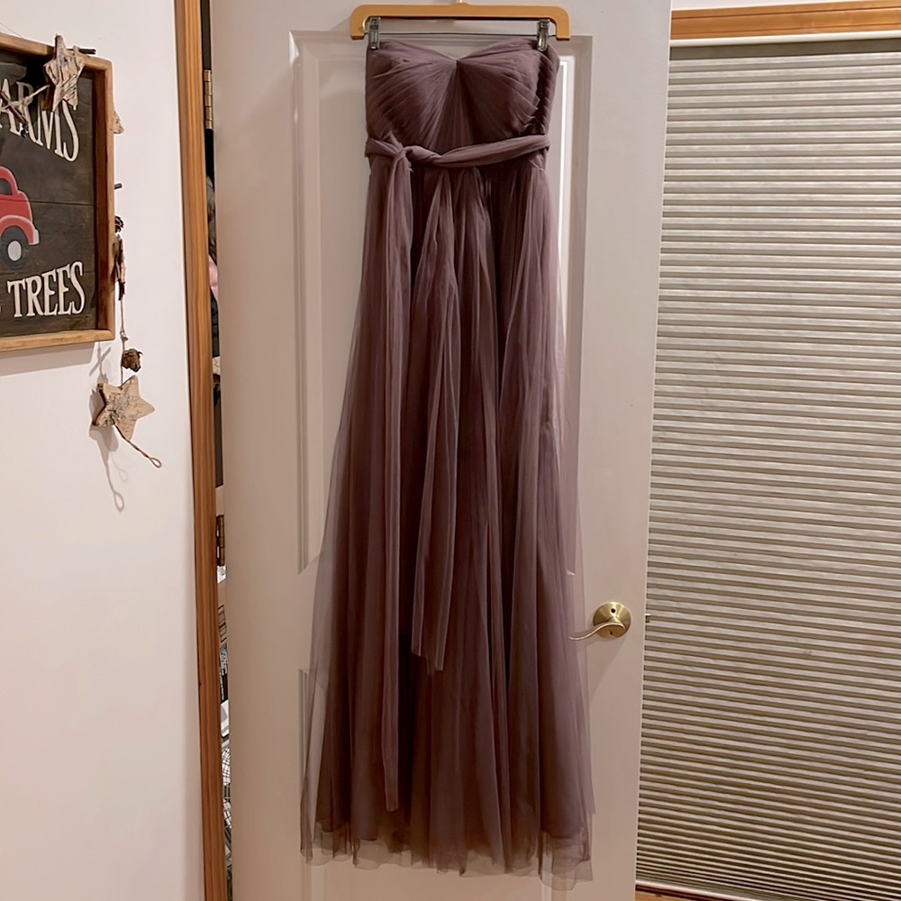 Jenny Yoo size 4 plum brides maids grown /prom tooling adjustable sash